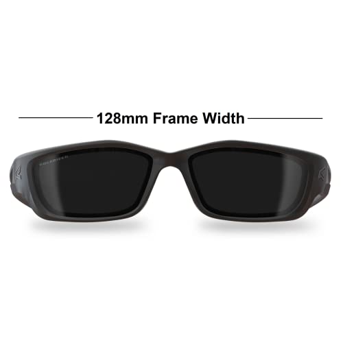 EDGE TSK-XL216 Kazbek XL Polarized Wrap-Around Safety Glasses, Anti-Scratch, Non-Slip, UV 400, Military Grade, ANSI/ISEA & MCEPS Compliant, XL Wide Fit (Black Frame, Smoke Lens)