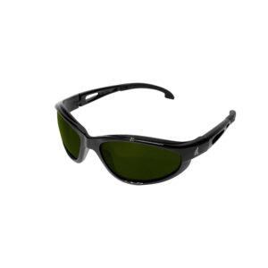 edge sw11-ir5 dakura wrap-around safety glasses, anti-scratch, non-slip, uv 400, military grade, ansi/isea & mceps compliant, 5.04" wide, black frame / ir5 medium welding lens