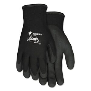 mcr safety gloves n9690xl ninja ice insulated 15 gauge black nylon cold weather glove with acrylic terry interior, hpt palm and fingertip coating, x-large, 1 pair