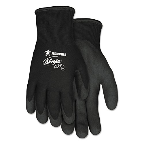 MCR Safety Gloves N9690XL Ninja Ice Insulated 15 Gauge Black Nylon Cold Weather Glove with Acrylic Terry Interior, HPT Palm and Fingertip Coating, X-Large, 1 Pair