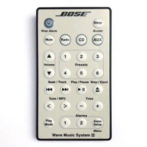 bose wave music system iii remote, platinum white
