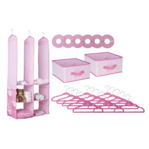 delta children nursery storage 24 piece set - easy storage/organization solution - keeps bedroom, nursery & closet clean, pink
