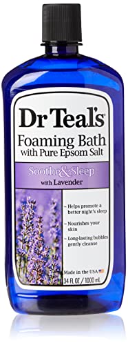 Dr Teal's Foaming Bath with Pure Epsom Salt, Soothe & Sleep with Lavender, 34 fl oz (Packaging May Vary)