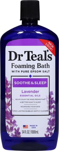 Dr Teal's Foaming Bath with Pure Epsom Salt, Soothe & Sleep with Lavender, 34 fl oz (Packaging May Vary)