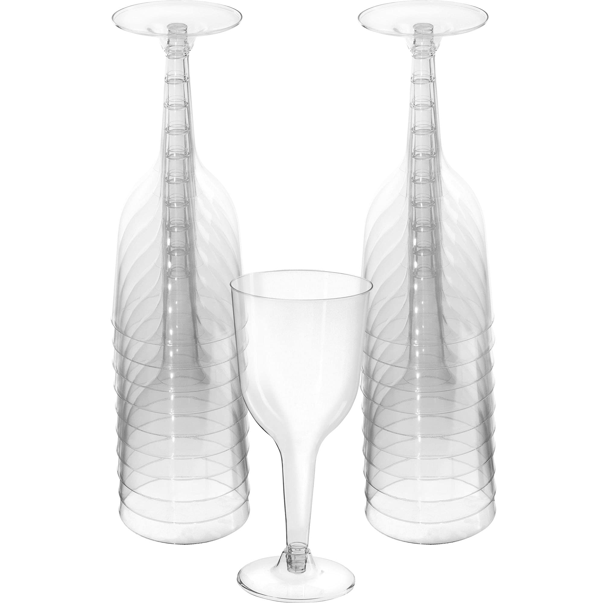 Party Perfect Elegant Clear Plastic Wine Glasses - 10 oz. (20 Pack) - Durable, Reusable & Chic Drinkware for Any Occasion