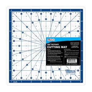 u.s. art supply 8" x 8" rotary white/blue high contrast professional self healing 7-layer durable non-slip cutting mat great for scrapbooking, quilting, sewing and all arts & crafts projects