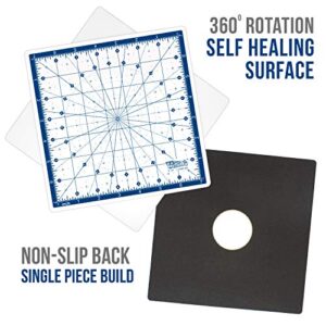 U.S. Art Supply 8" x 8" Rotary WHITE/BLUE High Contrast Professional Self Healing 7-Layer Durable Non-Slip Cutting Mat Great for Scrapbooking, Quilting, Sewing and all Arts & Crafts Projects