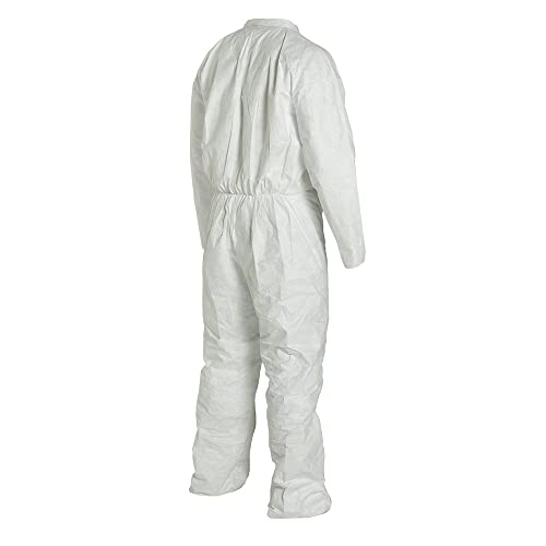 DuPont Tyvek Disposable Coveralls with Zipper Front, 25 Coveralls, White, Size XL, TY120SWH