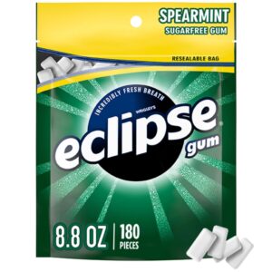 eclipse spearmint sugarfree chewing gum, 180 piece bag