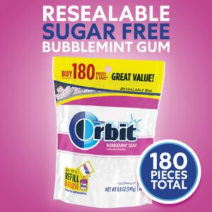 ORBIT Gum Bubblemint Sugar Free Chewing Gum Bulk Pack, 180 ct Bag