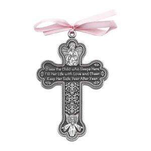 Cathedral Art CM7 Baby Girl Cross Crib Medal, 3-Inch High, Metal