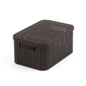 curver style 205839 storage box rattan look size s with second-generation lid polypropylene