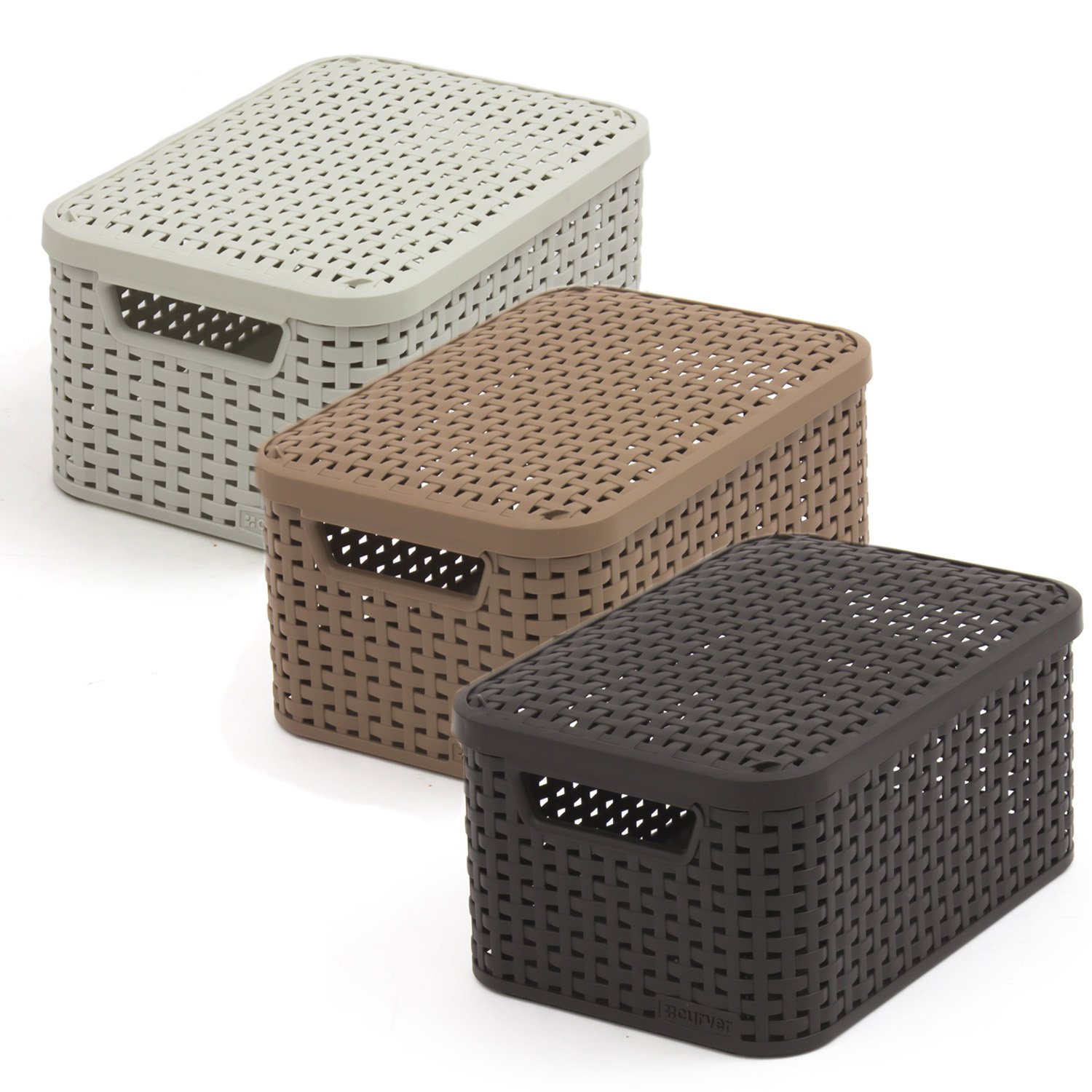Curver Style 205839 Storage Box Rattan Look Size S with Second-Generation Lid Polypropylene