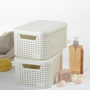 Curver Style 205839 Storage Box Rattan Look Size S with Second-Generation Lid Polypropylene