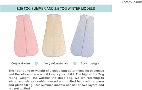 BABYINABAG Baby Sleeping Bag and Sack, Minky Dot, Quilted Winter Model, 2.5 Tog Very Warm for Infants and Toddlers (Large (22 mos - 3T))