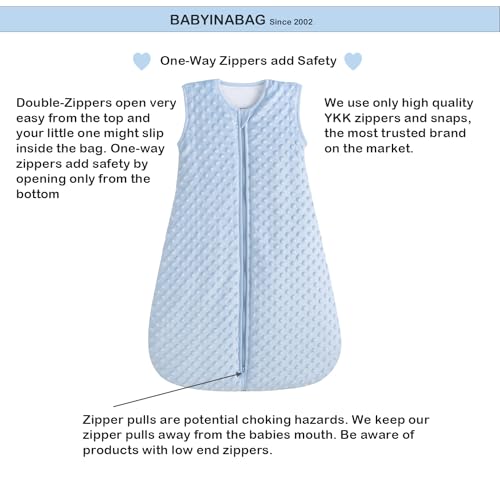 BABYINABAG Baby Sleeping Bag and Sack, Minky Dot, Quilted Winter Model, 2.5 Tog Very Warm for Infants and Toddlers (Large (22 mos - 3T))