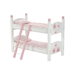 Emily Rose Doll Bunk Bed, 18 Inch Doll Furniture Mini Baby Doll Stackable Bed, Wooden Doll Accessories Bunkbed Furniture Set, 18" Doll Bedding Toy Playsets - Compatible with 18" American Girl Dolls