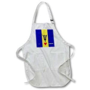 3drose apr_51526_1 i love barbados full length apron with pockets, 22 by 30-inch, white