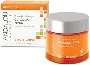 andalou naturals pumpkin honey glycolic mask, brightening & exfoliating face mask with glycolic acid & vitamin c, gently removes dirt and brightens skin, 1.7 fl oz