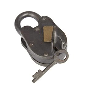 deco 79 brass lock and key, 1" x 3" x 2", dark gray