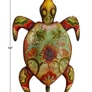 Deco 79 Metal Turtle Home Wall Decor Indoor Outdoor Wall Sculpture, Wall Art 19" x 13" x 3", Multi Colored