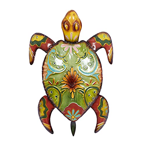 Deco 79 Metal Turtle Home Wall Decor Indoor Outdoor Wall Sculpture, Wall Art 19" x 13" x 3", Multi Colored