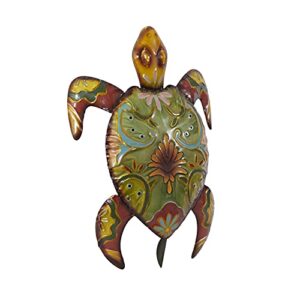 Deco 79 Metal Turtle Home Wall Decor Indoor Outdoor Wall Sculpture, Wall Art 19" x 13" x 3", Multi Colored