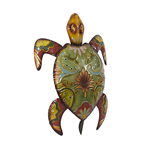 Deco 79 Metal Turtle Home Wall Decor Indoor Outdoor Wall Sculpture, Wall Art 19" x 13" x 3", Multi Colored