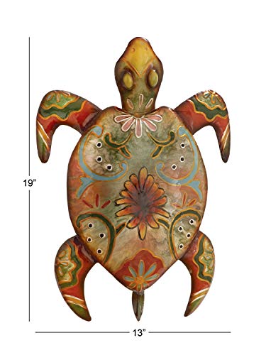 Deco 79 Metal Turtle Home Wall Decor Indoor Outdoor Wall Sculpture, Wall Art 19" x 13" x 3", Multi Colored