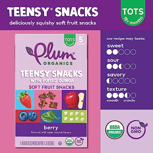 Plum Organics Teensy Fruits, Berry, 5 Count (Pack of 4)