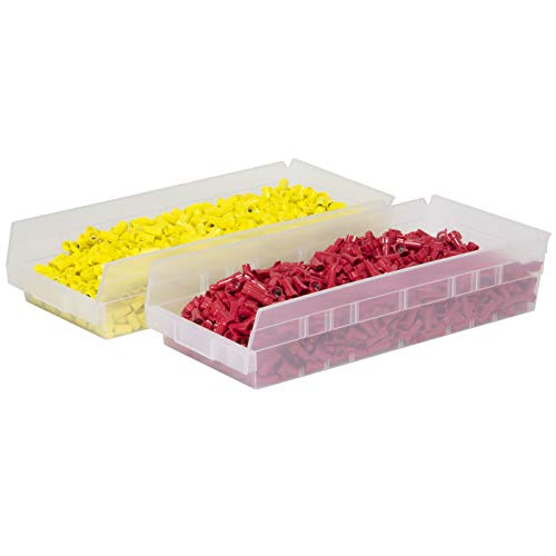 Akro-Mils 30158 Plastic Nesting Shelf Bin Box, (18-Inch x 8-Inch x 4-Inch), Clear, (12-Pack)