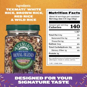 RiceSelect Royal Blend, Blend Of Texmati White, Brown, Red, And Wild Rice, Premium Gluten Free Rice, Non-GMO, 21 Ounce Jar