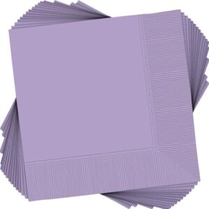 festive lavender 2-ply beverage napkins - 5" x 5" (pack of 40) - durable, absorbent & vibrant - perfect for parties, holidays & special occasions