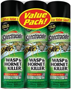 spectracide wasp and hornet killer, 20 oz aerosol, up to 27 ft jet spray (pack of 3)
