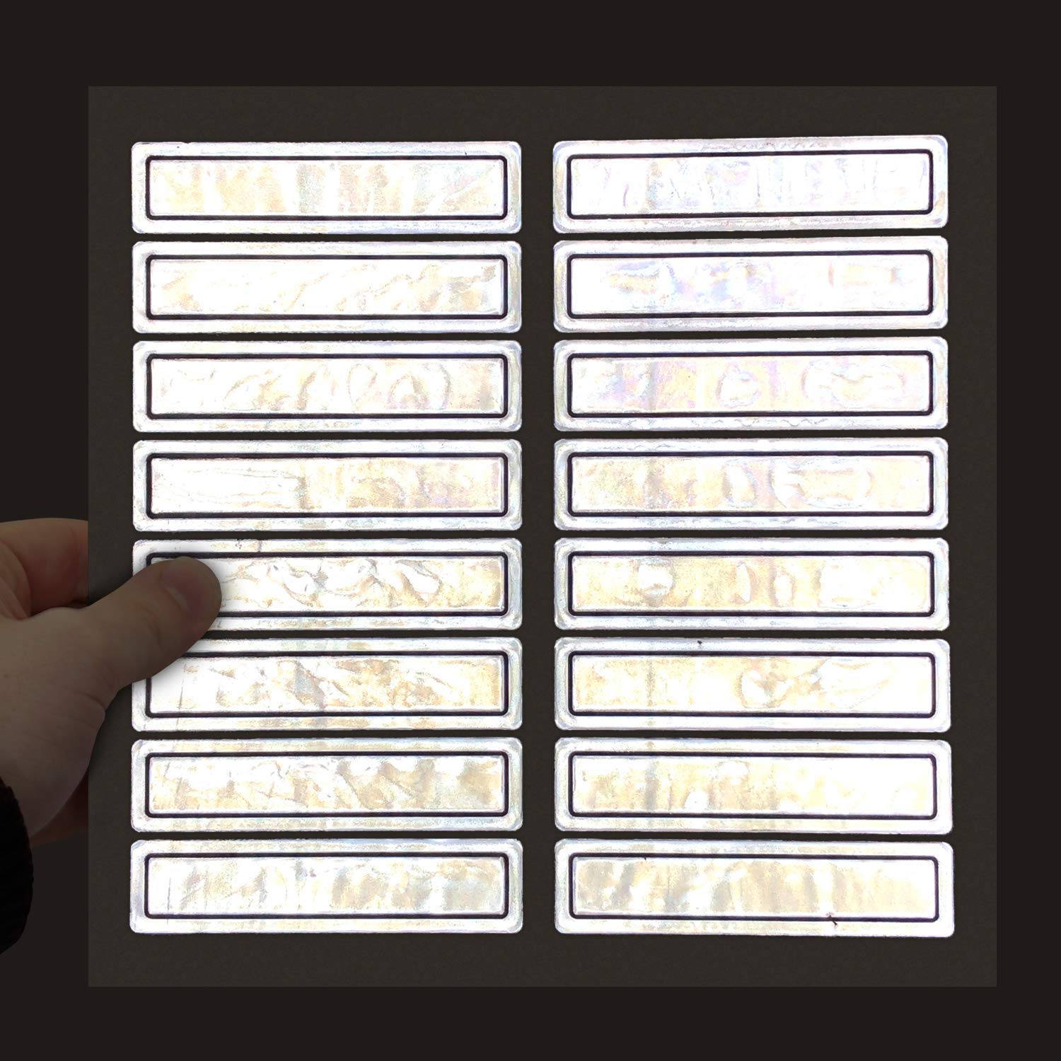 MyHardHatStickers Silver Retro Reflective Helmet Strips | 1" x 4", Pack of 16