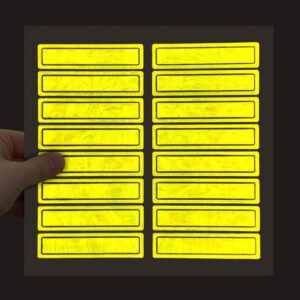 smartsign 1" x 4" hard hat stickers retro reflective yellow helmet strips, pack of 16