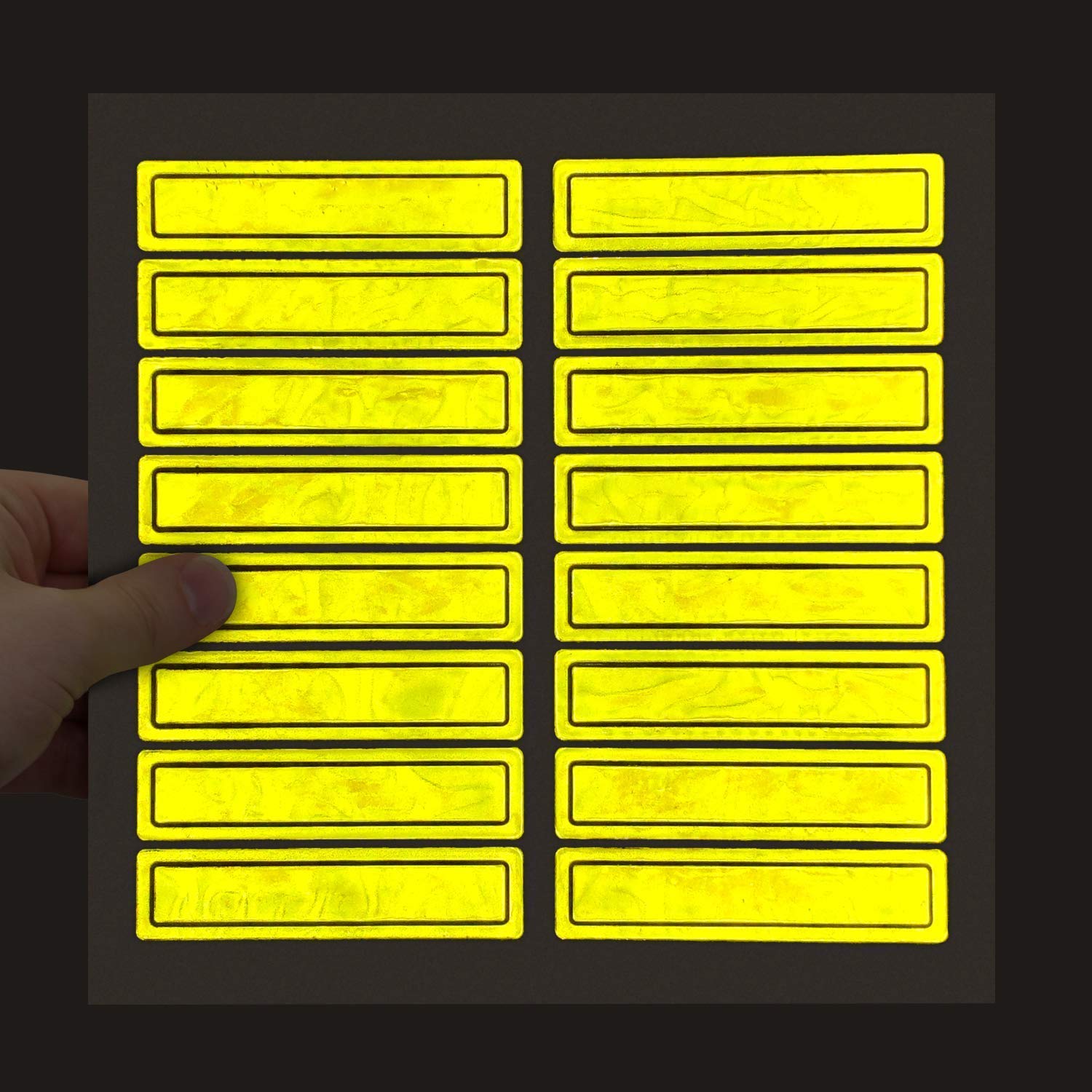 SmartSign 1" x 4" Hard Hat Stickers Retro Reflective Yellow Helmet Strips, Pack of 16