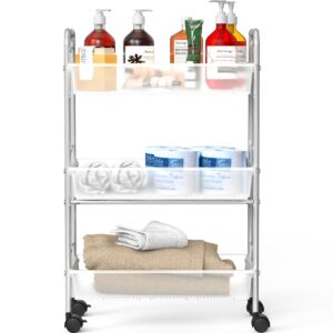 DecoBros 3-Tier Metal Utility Rolling Cart, Silver