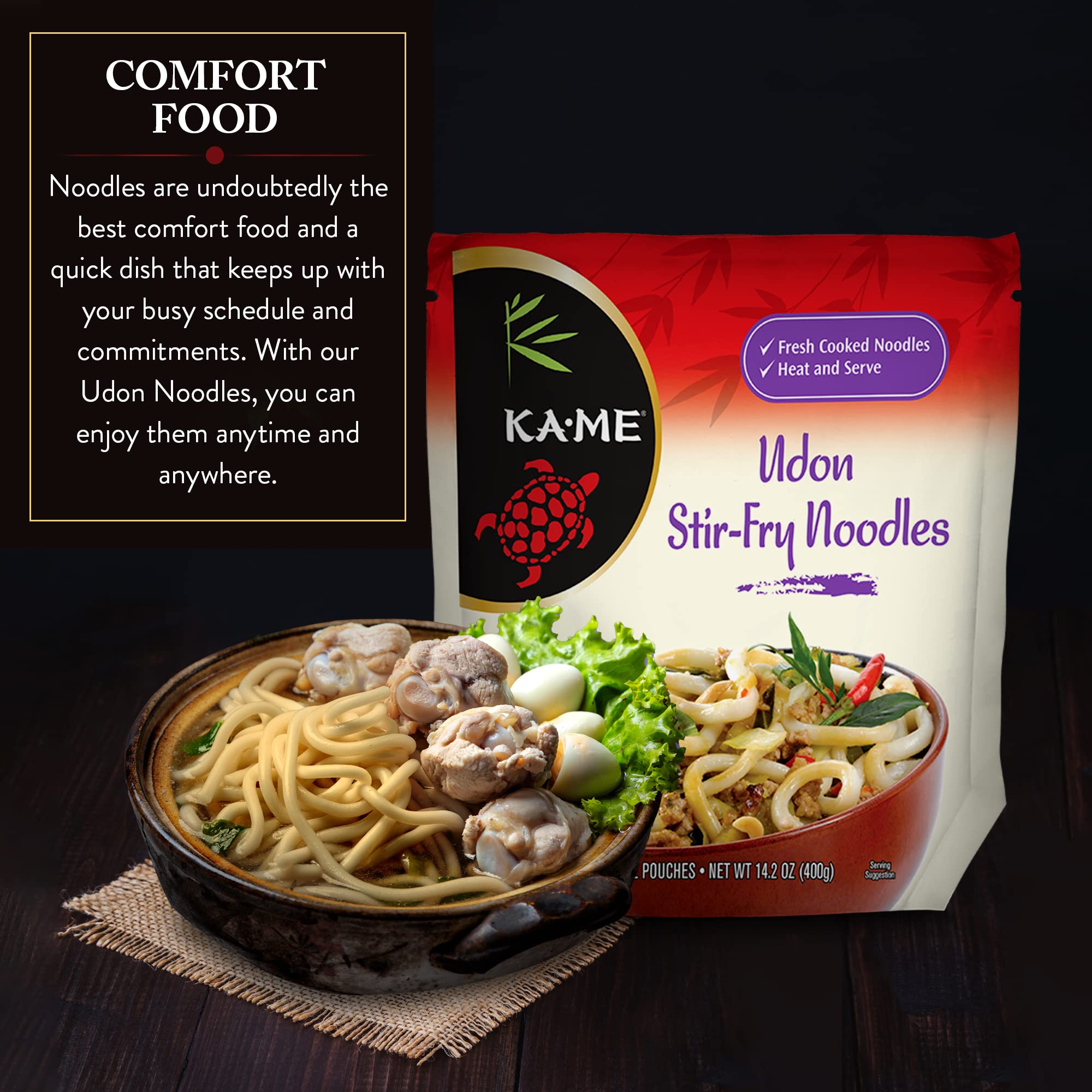 Ka-Me Udon Stir Fry Noodles - 14.2 Oz (Pack of 6)