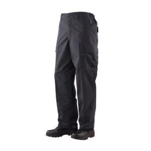 tru-spec 1995043 gen 1 police bdu pants, polyester cotton rip-stop, small short, black
