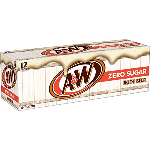 A&W Zero Sugar Root Beer Soda, 12 fl oz cans (Pack of 12)