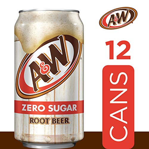 A&W Zero Sugar Root Beer Soda, 12 fl oz cans (Pack of 12)