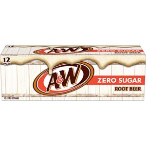 A&W Zero Sugar Root Beer Soda, 12 fl oz cans (Pack of 12)