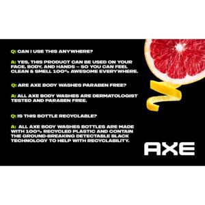 AXE Body Wash Charge and Hydrate Sports Blast Energizing Citrus Scent Men's Body Wash 100 percent Recycled Bottle 16 oz