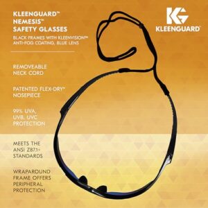 KleenGuard™ V30 Nemesis™ Safety Glasses (14481), Blue Lenses with Mirror coating, Black Frame, Unisex Eyewear for Men and Women (12 Pairs/Case)