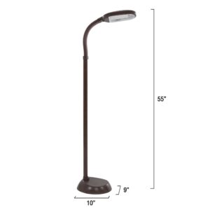 Lavish Home 72-1438 (Brown Woodgrain) Floor Full Spectrum Natural Sunlight Lamp with Bendable Neck-Reading, Craft, and Esthetician Light, (L) 10.2" x (W) 8.7" x (H) 62.5"