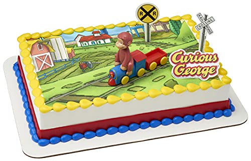 DecoSet® Curious George Train Cake Topper, 4-Piece Set, Keepsake Figures for Hours of Fun, Create an Adorable Birthday Centerpiece