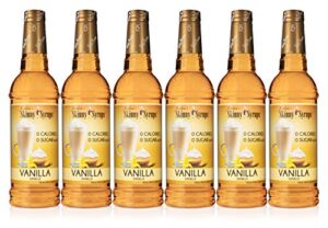 jordan's skinny syrups sugar free coffee syrup, vanilla flavor drink mix, zero calorie flavoring for chai latte, protein shake, food and more, gluten free, keto friendly, 25.4 fl oz, (pack of 6)