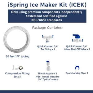 iSpring ICEK Ultra Safe Fridge Water Line Connection and Ice Maker Installation Kit for Reverse Osmosis RO Systems & Water Filters, 1/4", 20 feet