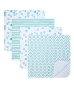 spasilk receiving baby blankets, 100% cotton flannel blankets, pack of 4, green dots